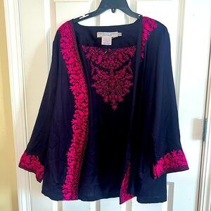 Gretchen Scott light jacket. Never been worn, black and pink. Size Large